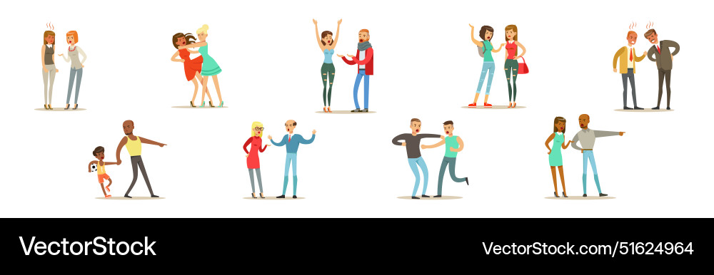 People character fighting and quarrelling making People character fighting and quarrelling making vector image