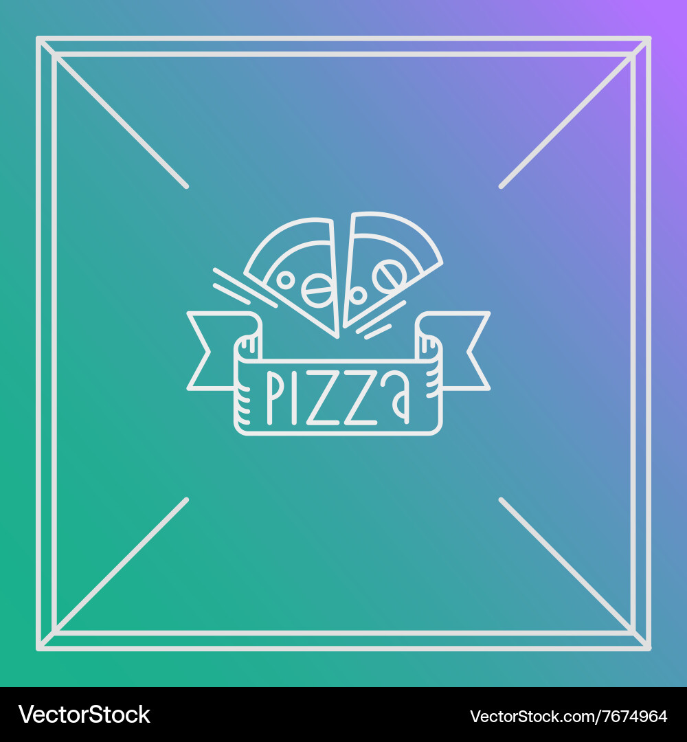 Pizza design element linear style outline emblem vector image
