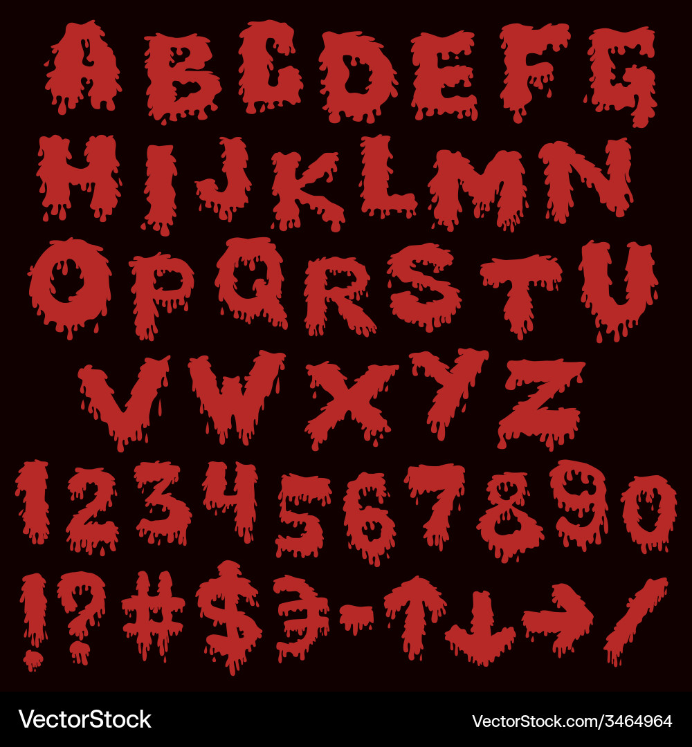 Red font smudges alphabet splashing vector image