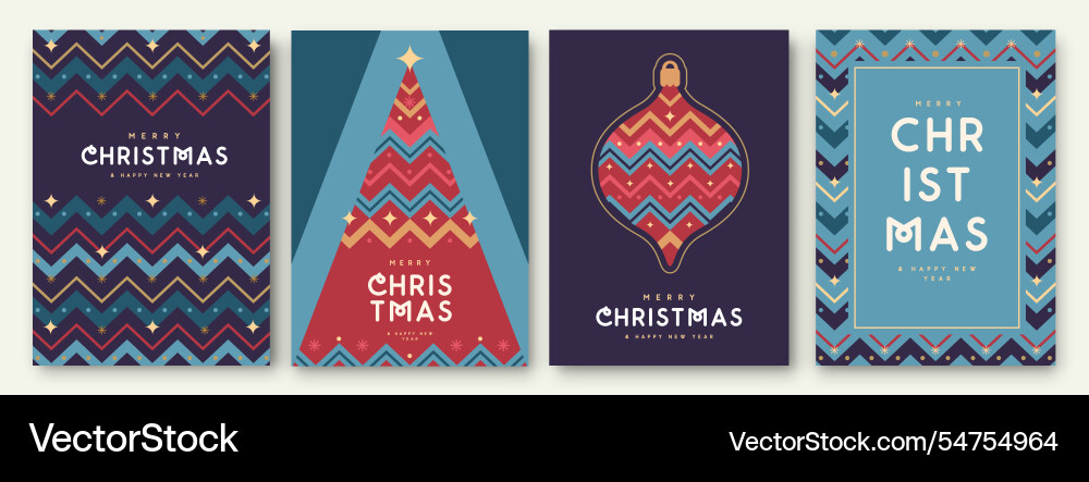Set of merry christmas and happy new year cards Set of merry christmas and happy new year cards vector image