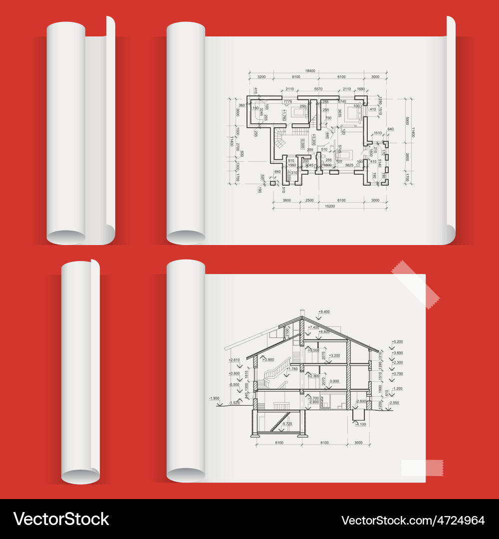 Set of sheets a different form with drawing house vector image