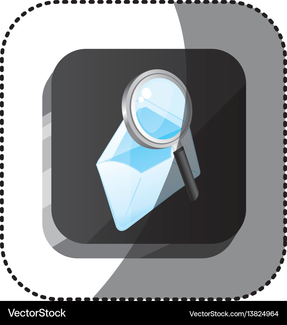 Sticker color square 3d button with magnifying Sticker color square 3d button with magnifying vector image