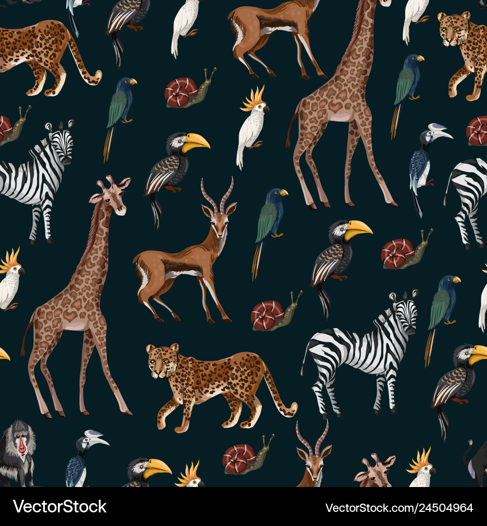 Tropical Wild Animal Seamless Pattern Vector Image
