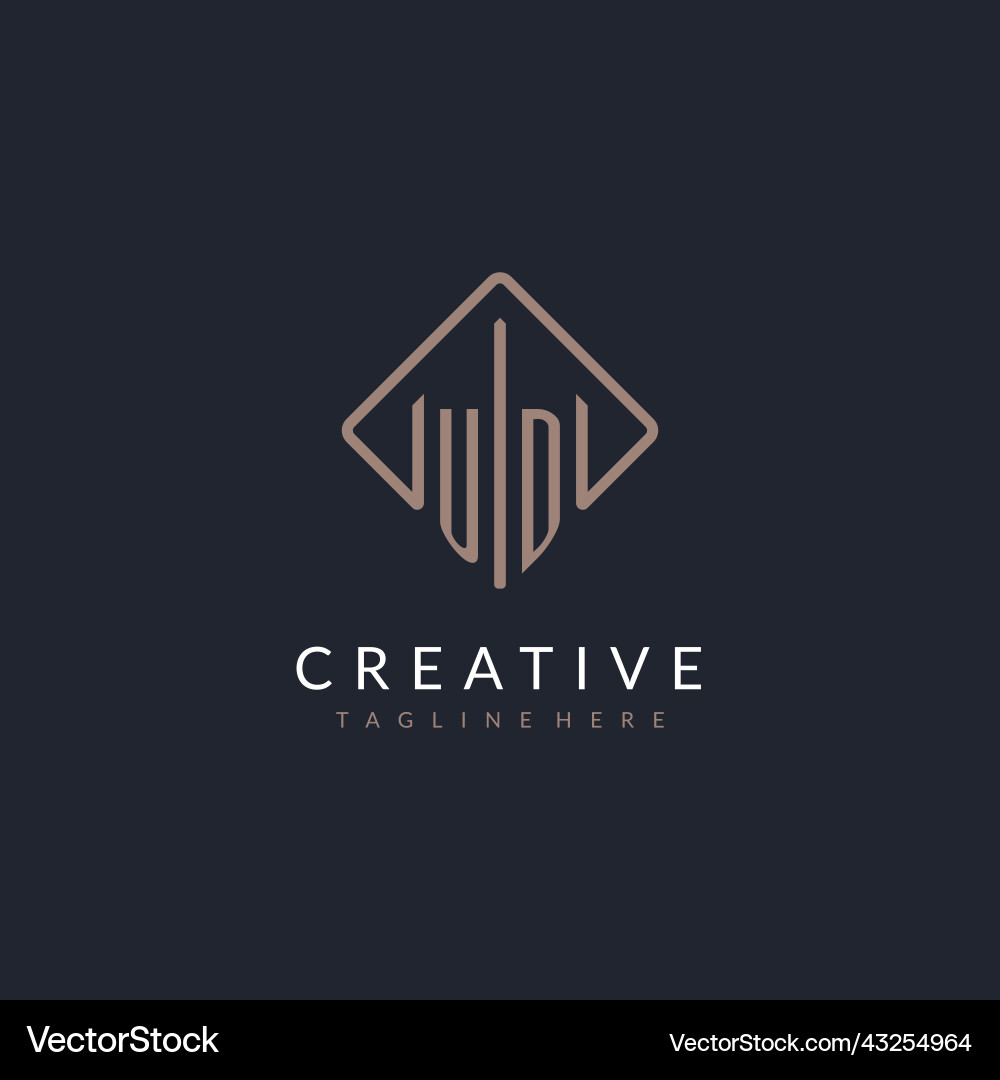 Ud initial logo with curved rectangle style design Vector Image