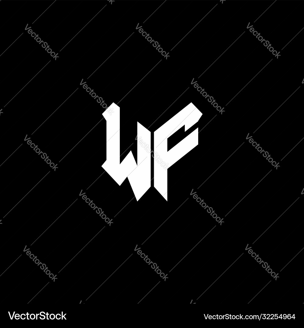 Wf logo monogram with shield shape design template vector image