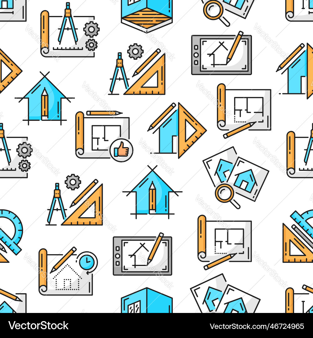 Architect Blueprint Pattern vector image