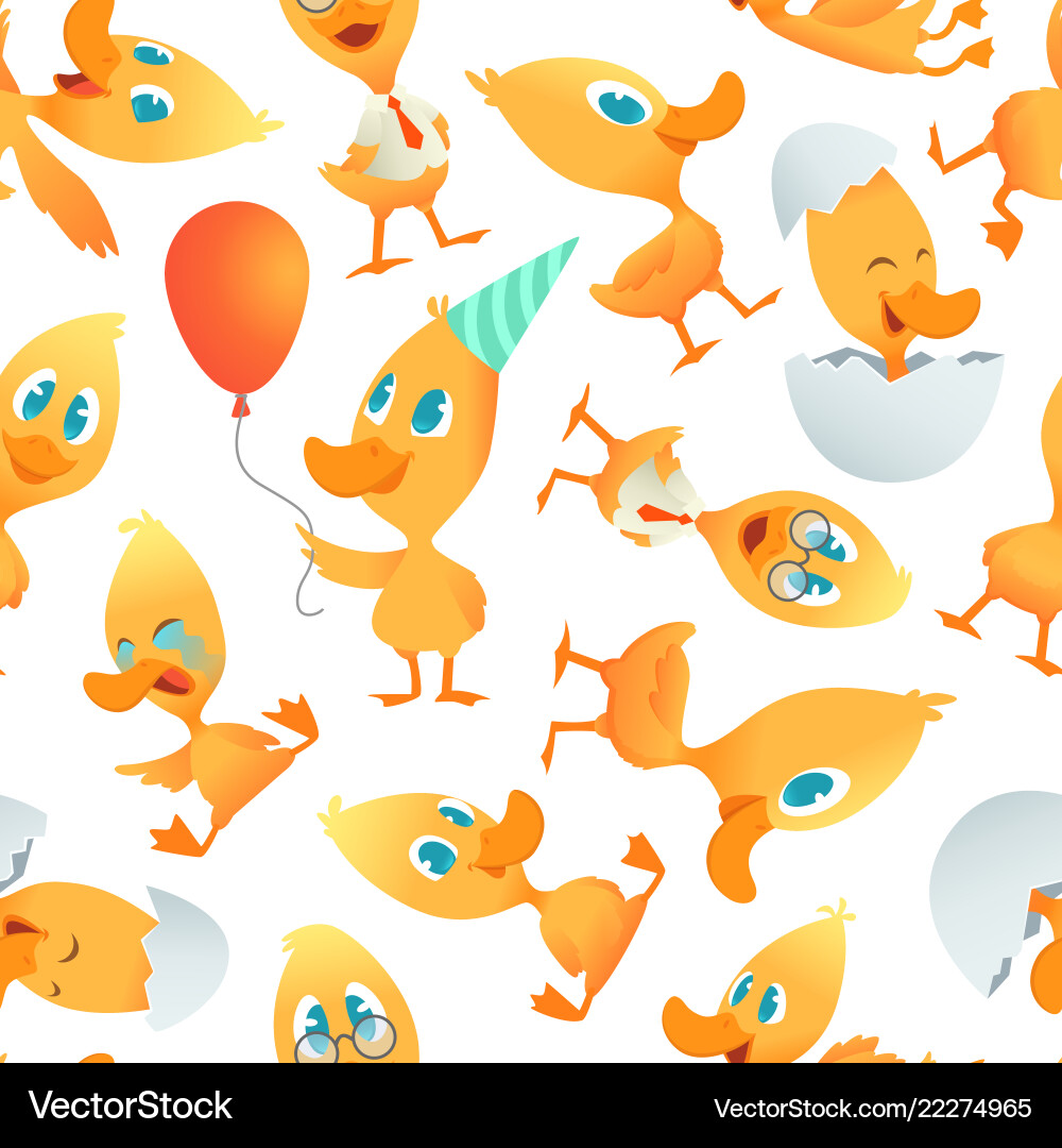 Cute Cartoon Duckling Pattern Vector Image