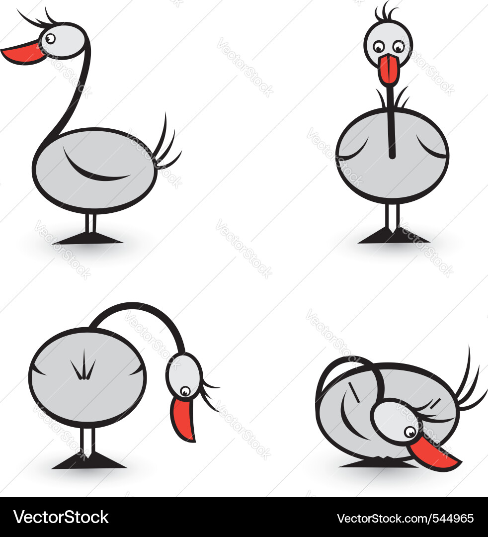 Four Cartoon Geese Vector Image