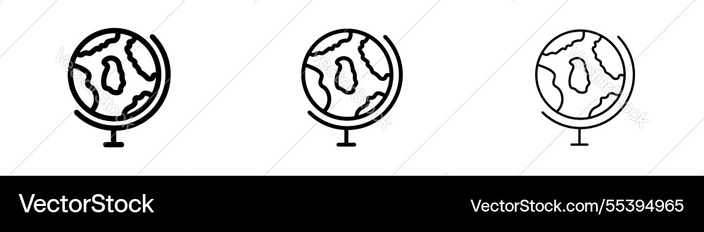 Globe icons in three different stroke lines Vector Image