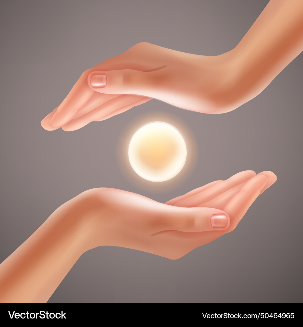 Hands holding sphere Royalty Free Vector Image