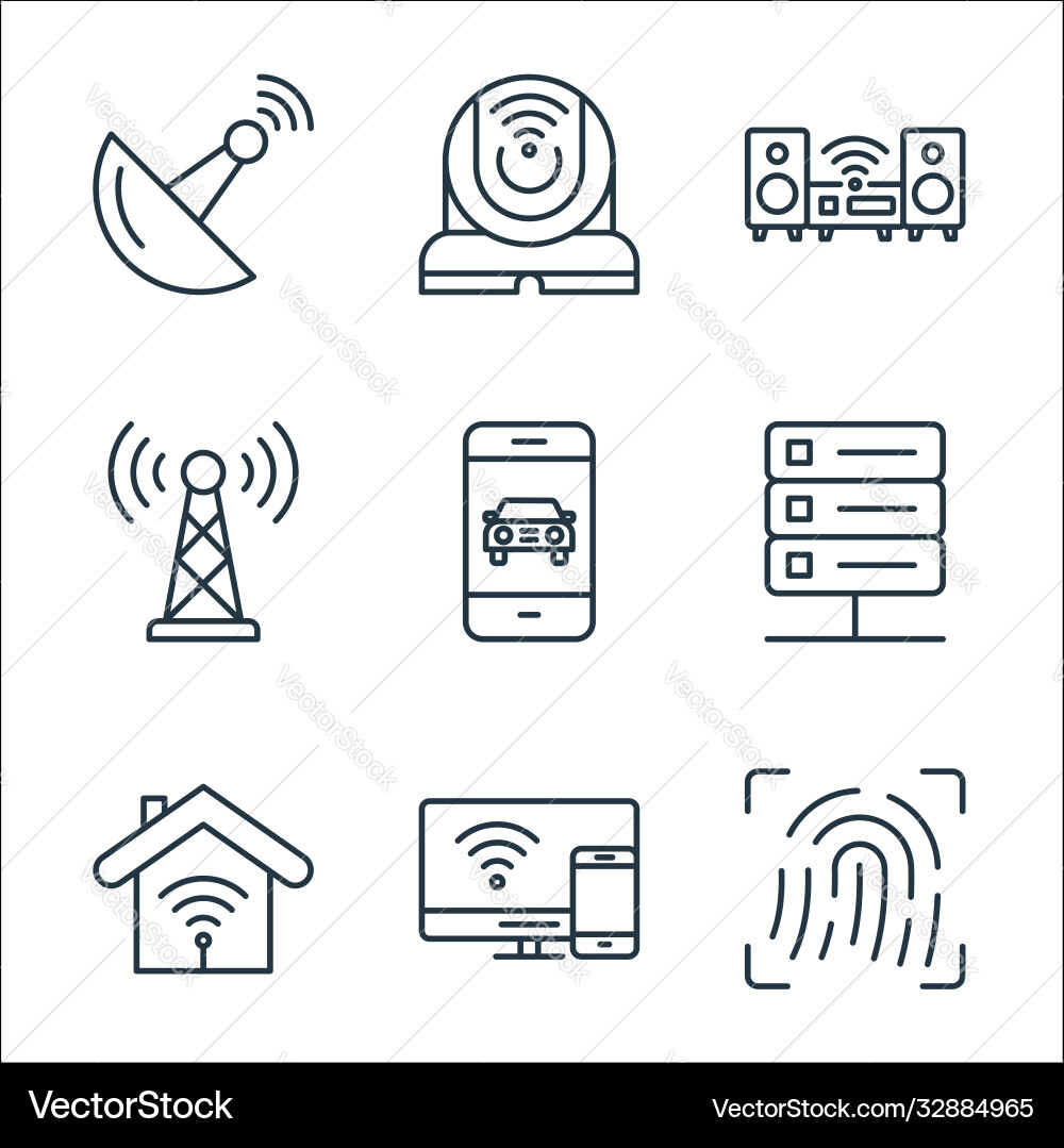 Internet things line icons linear set quality Internet things line icons linear set quality vector image