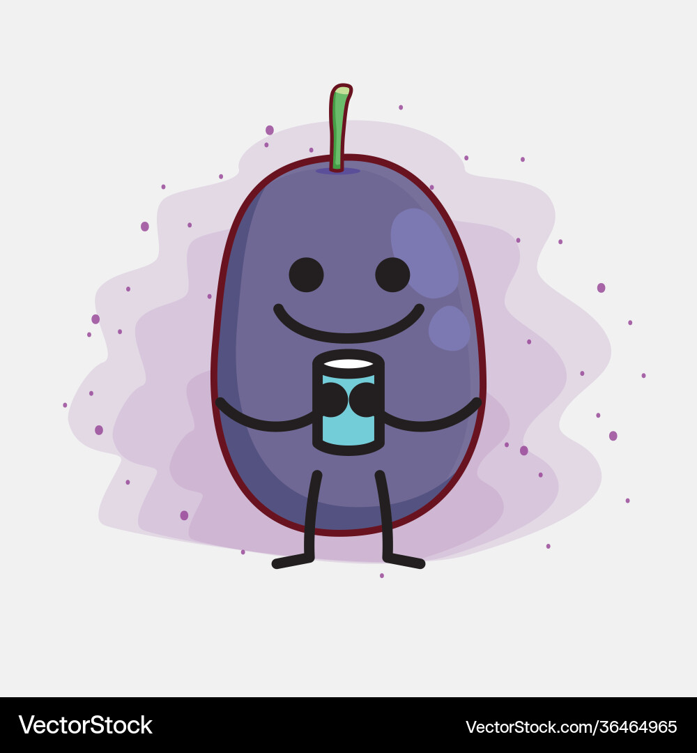 Java plum fruit cute character with simple face vector image