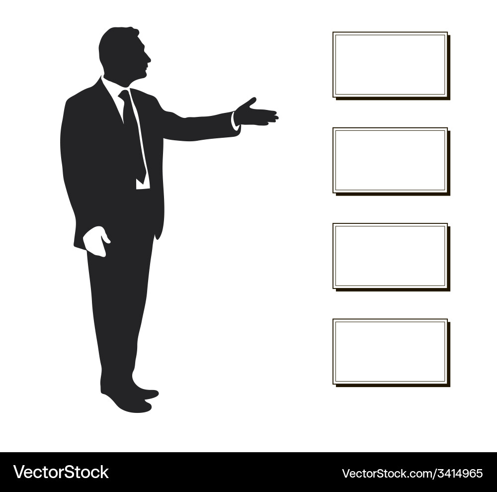 Manager shows items objectives text priorities Vector Image