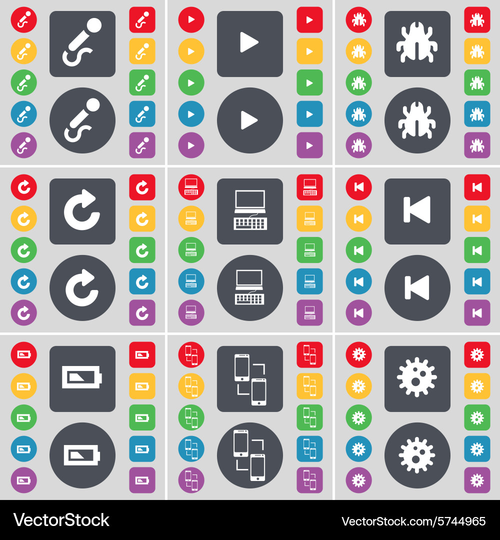 Microphone media play bug reload laptop skip vector image