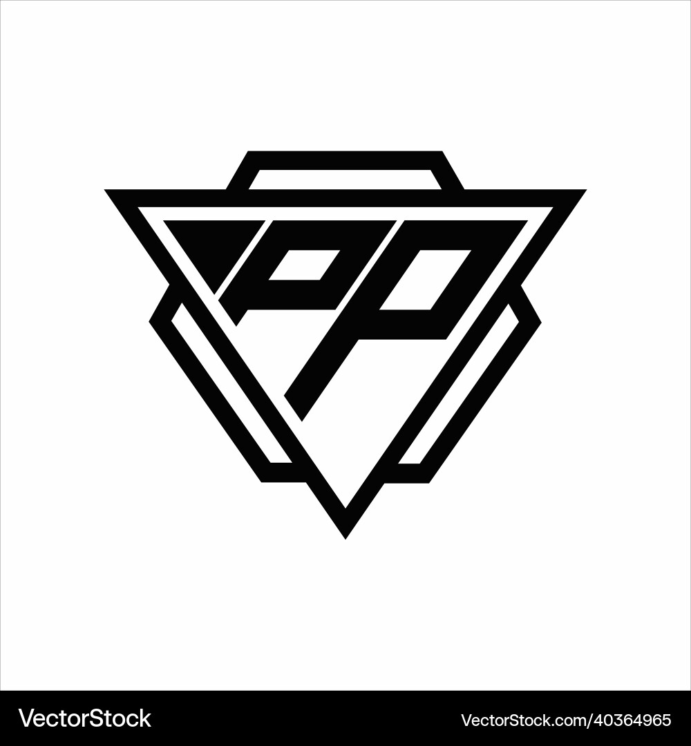 Pp logo monogram with triangle and hexagon Pp logo monogram with triangle and hexagon Vector Image