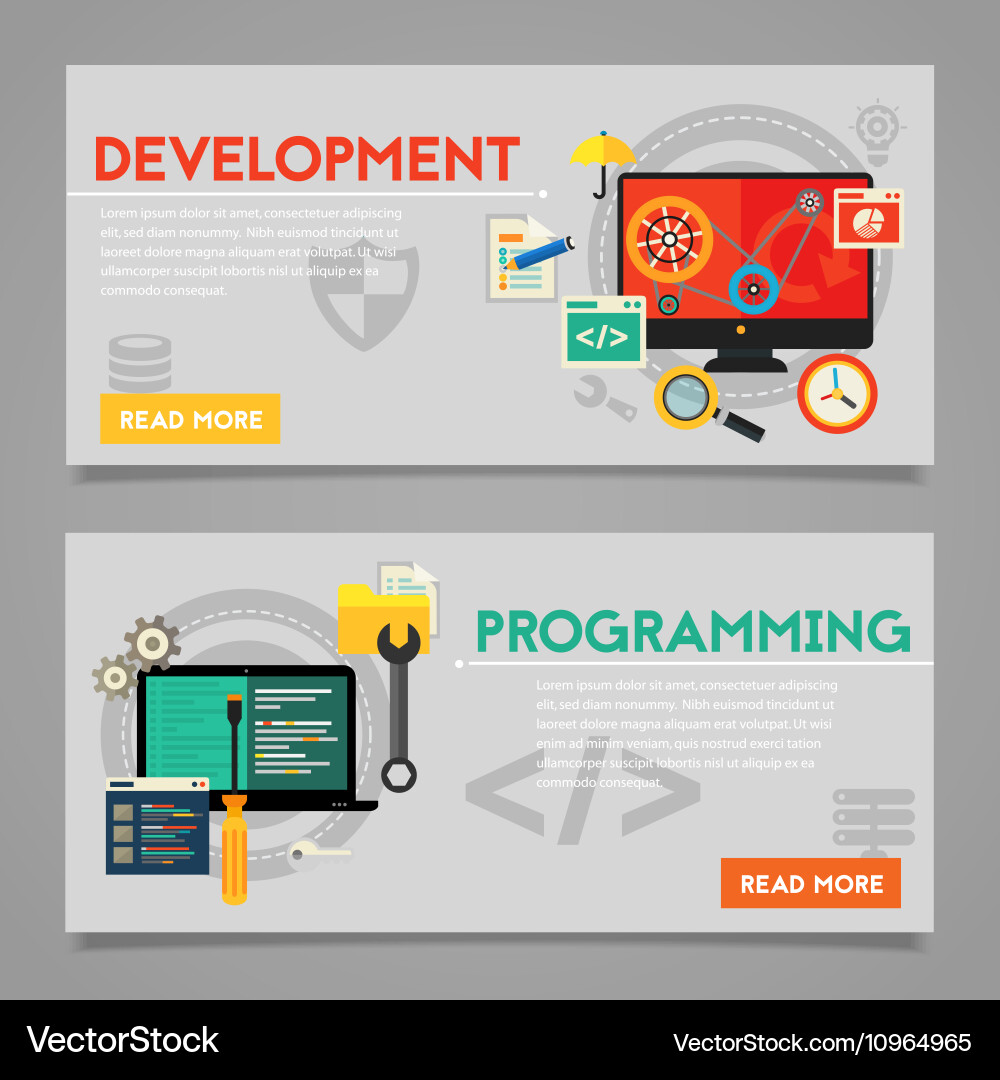 Programming and graphic design concept banners Vector Image
