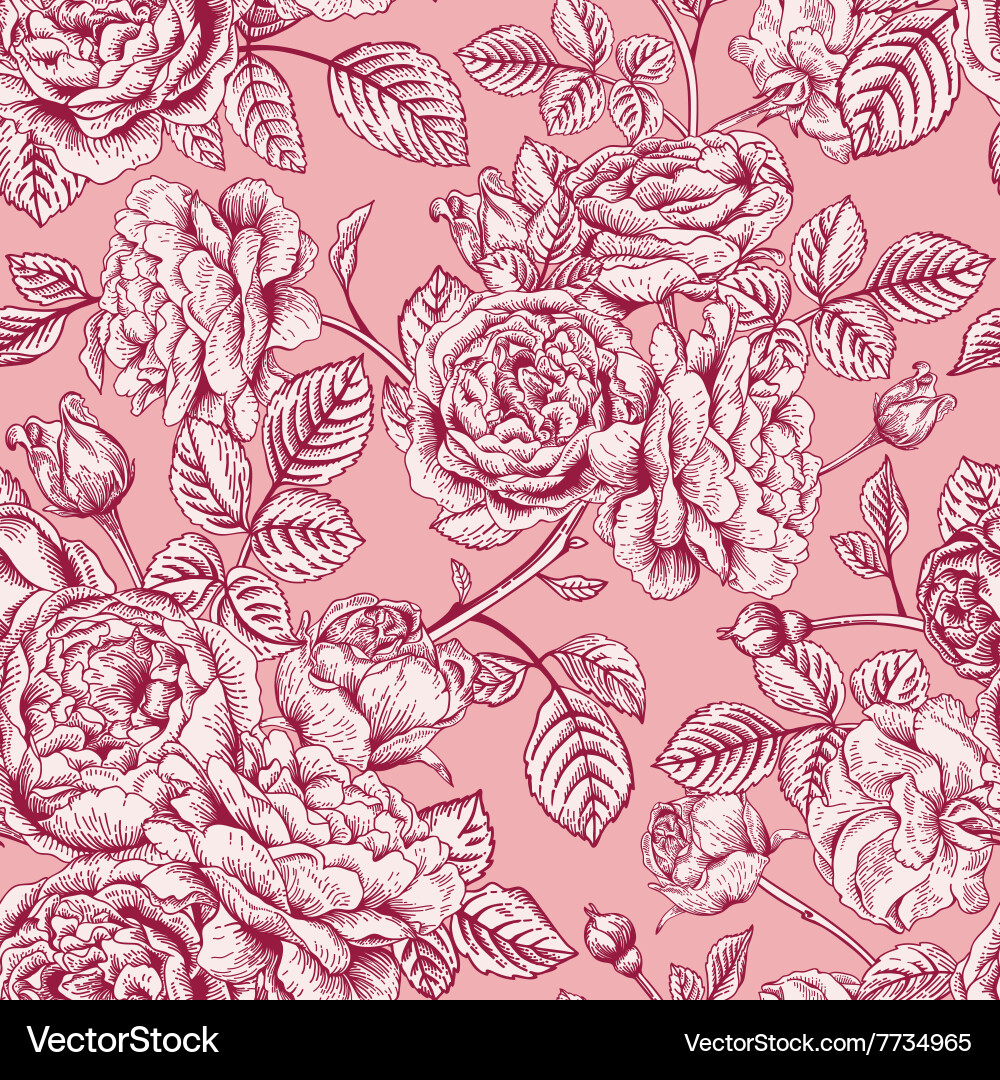 Seamless vintage pattern with roses Royalty Free Vector