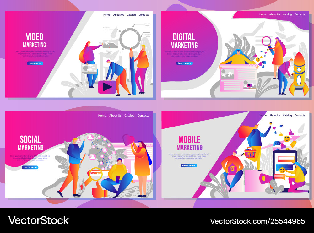 Set web page design templates for social media Vector Image