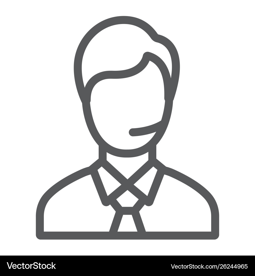 Support man line icon call and communication Support man line icon call and communication vector image