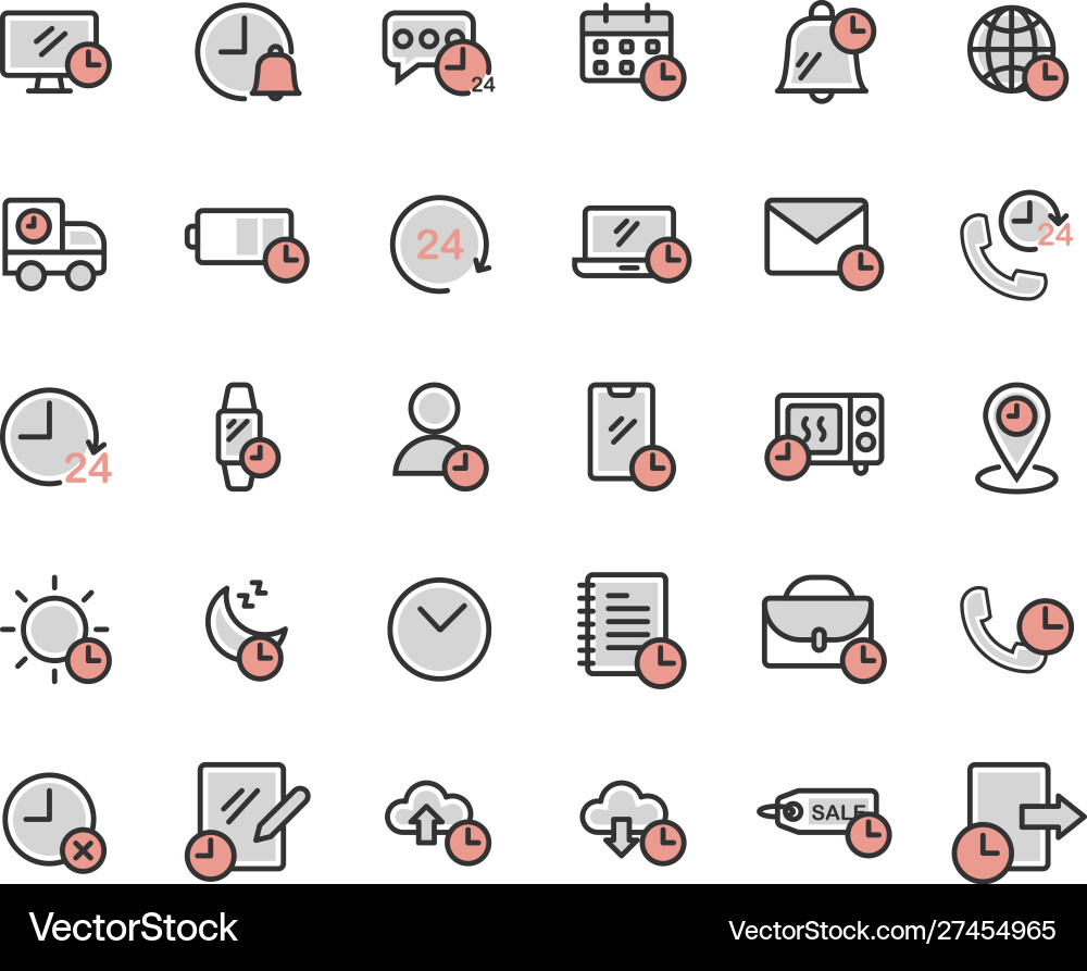 Time & Calendar Icon Set Vector Image