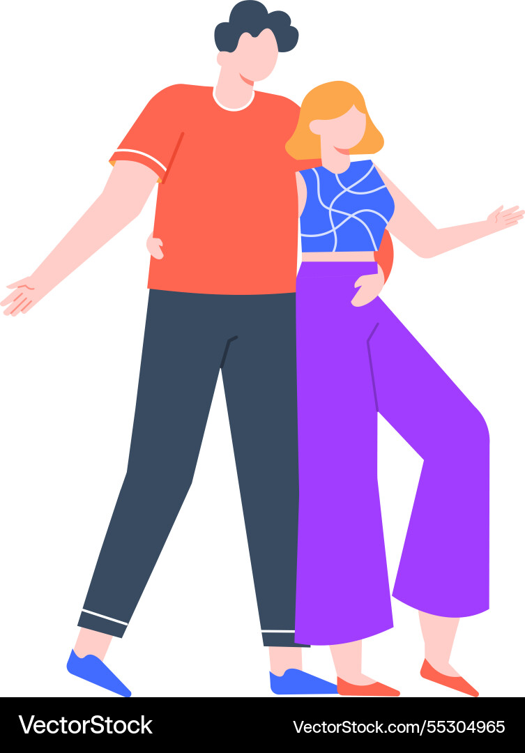 Young man and woman are standing together Young man and woman are standing together vector image