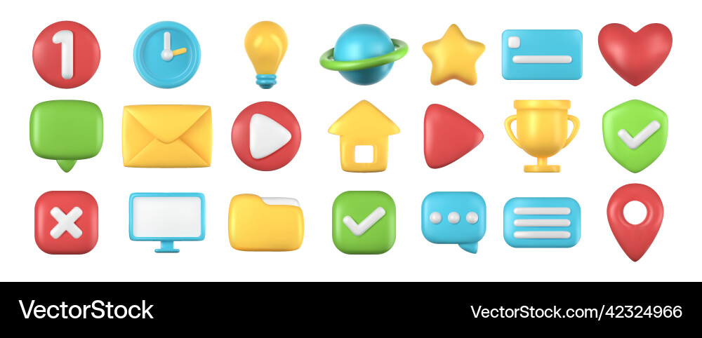 3d icons in a minimalistic style 3d icons in a minimalistic style vector image