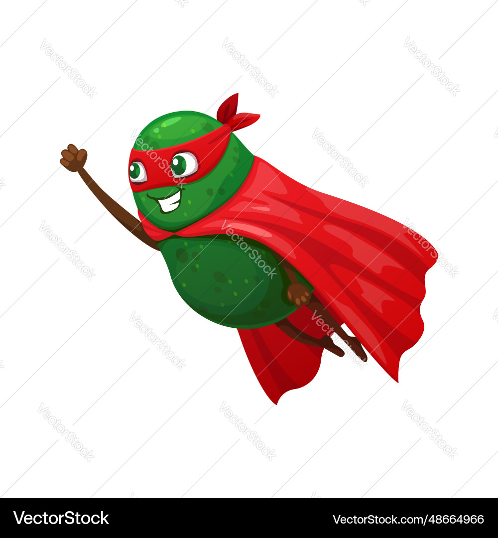 Cartoon mexican avocado superhero Charakter fliegen Cartoon mexican avocado superhero Charakter fliegen vektorbild
