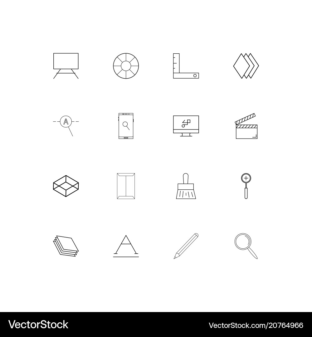 Creative process and design linear thin icons set vector image