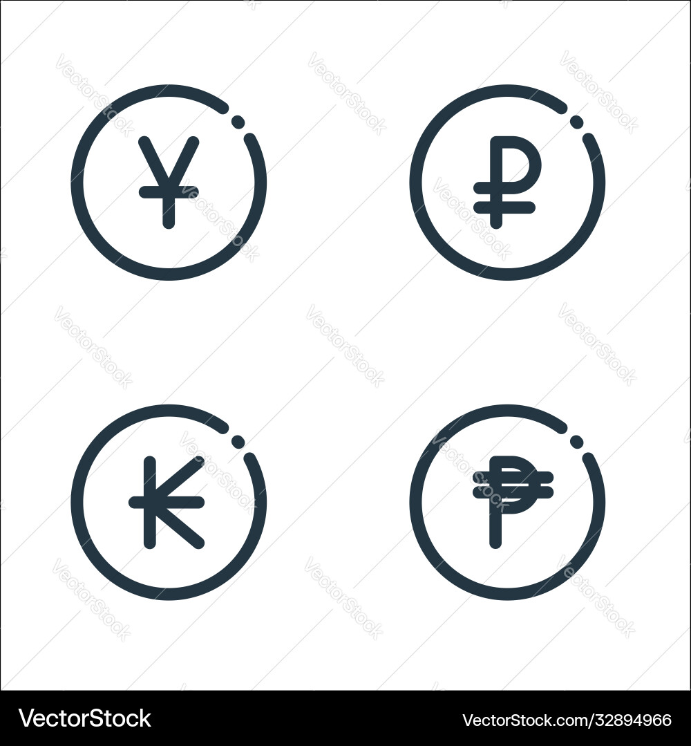 Currency line icons linear set quality Vector Image