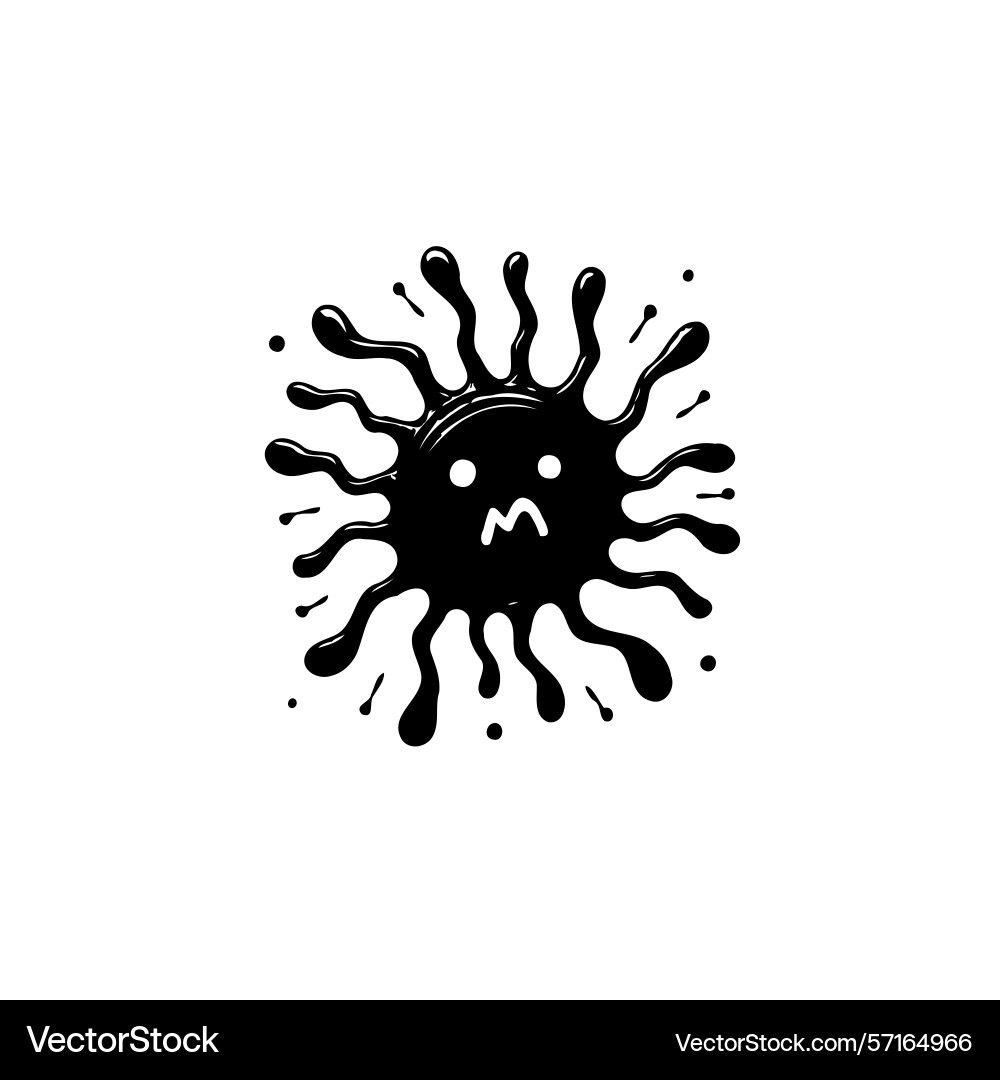 Cute black blob character with scared face vector image