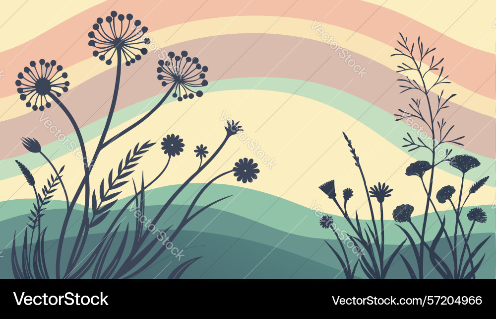 Dandelion field with soft whimsical background Vector Image