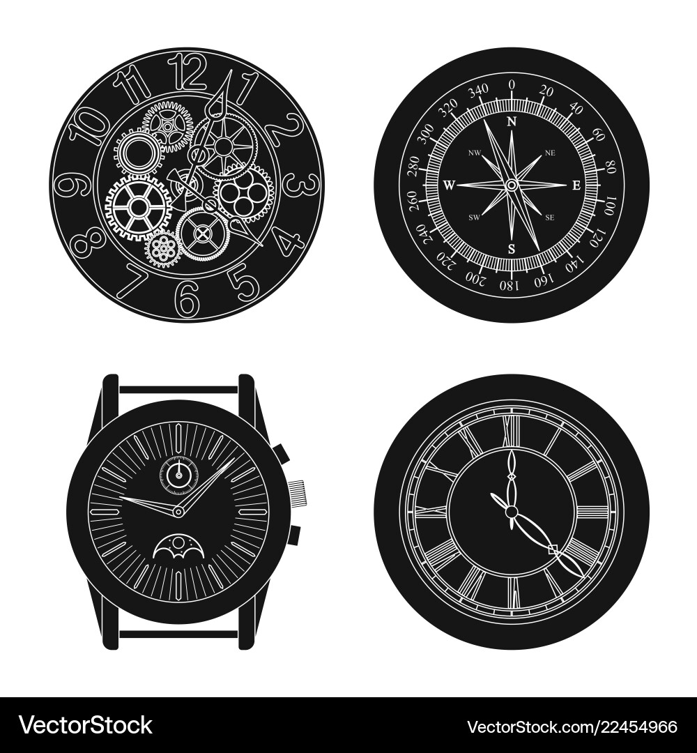 Design of clock and time icon set Design of clock and time icon set Vector Image