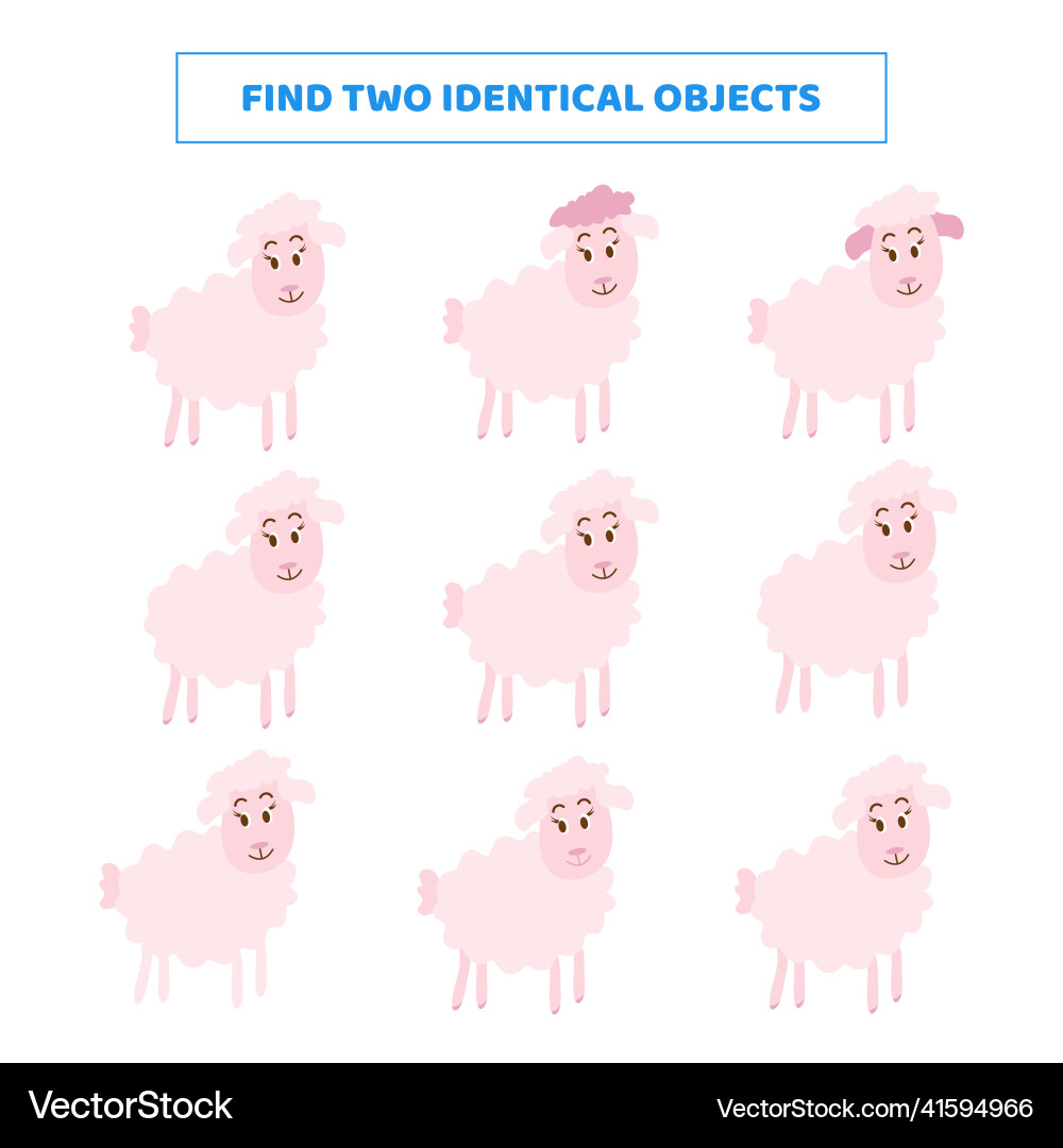 Find two identical objects matching game for kids Vector Image