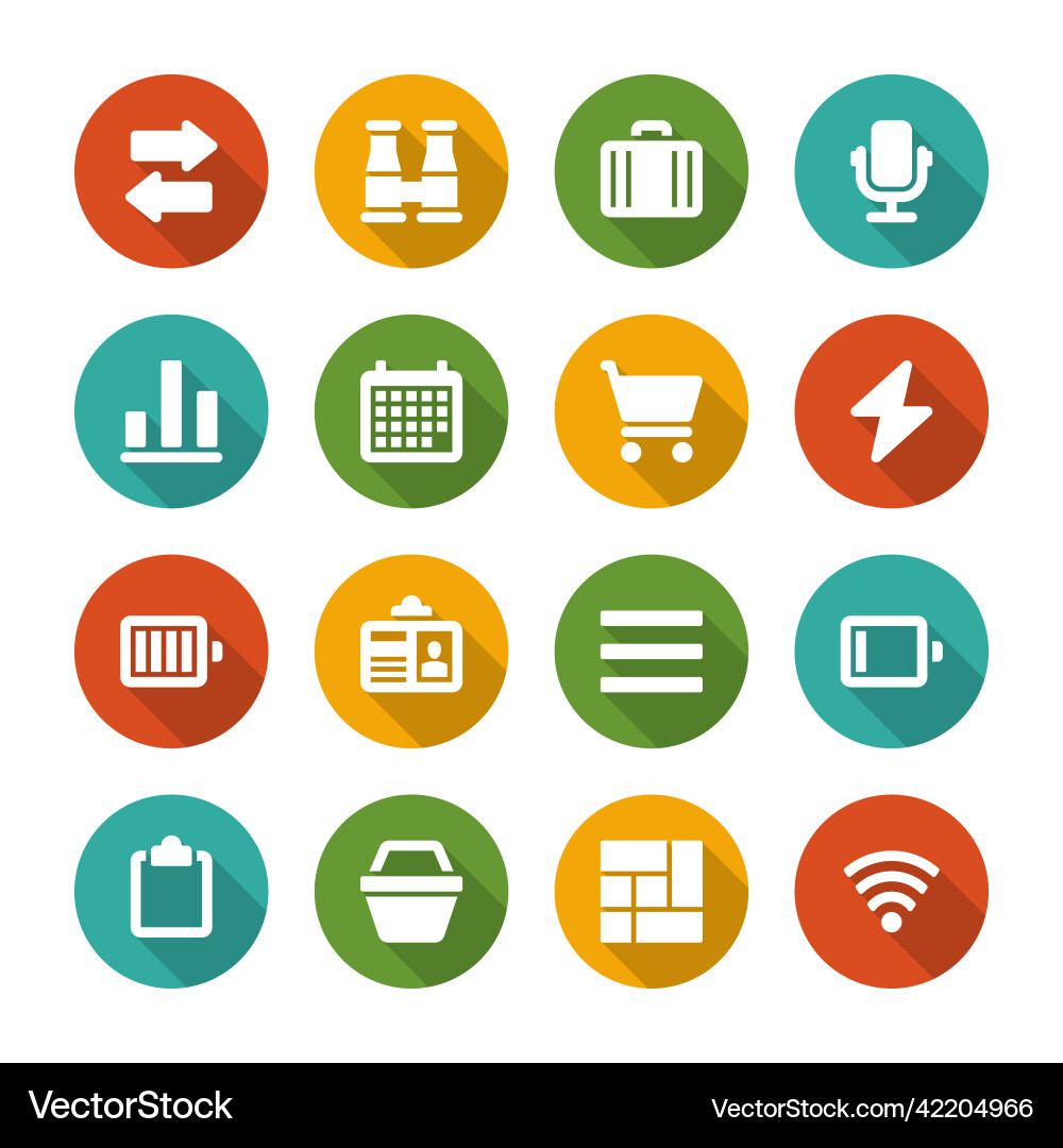 Flat icons set and long shadow effect Flat icons set and long shadow effect vector image