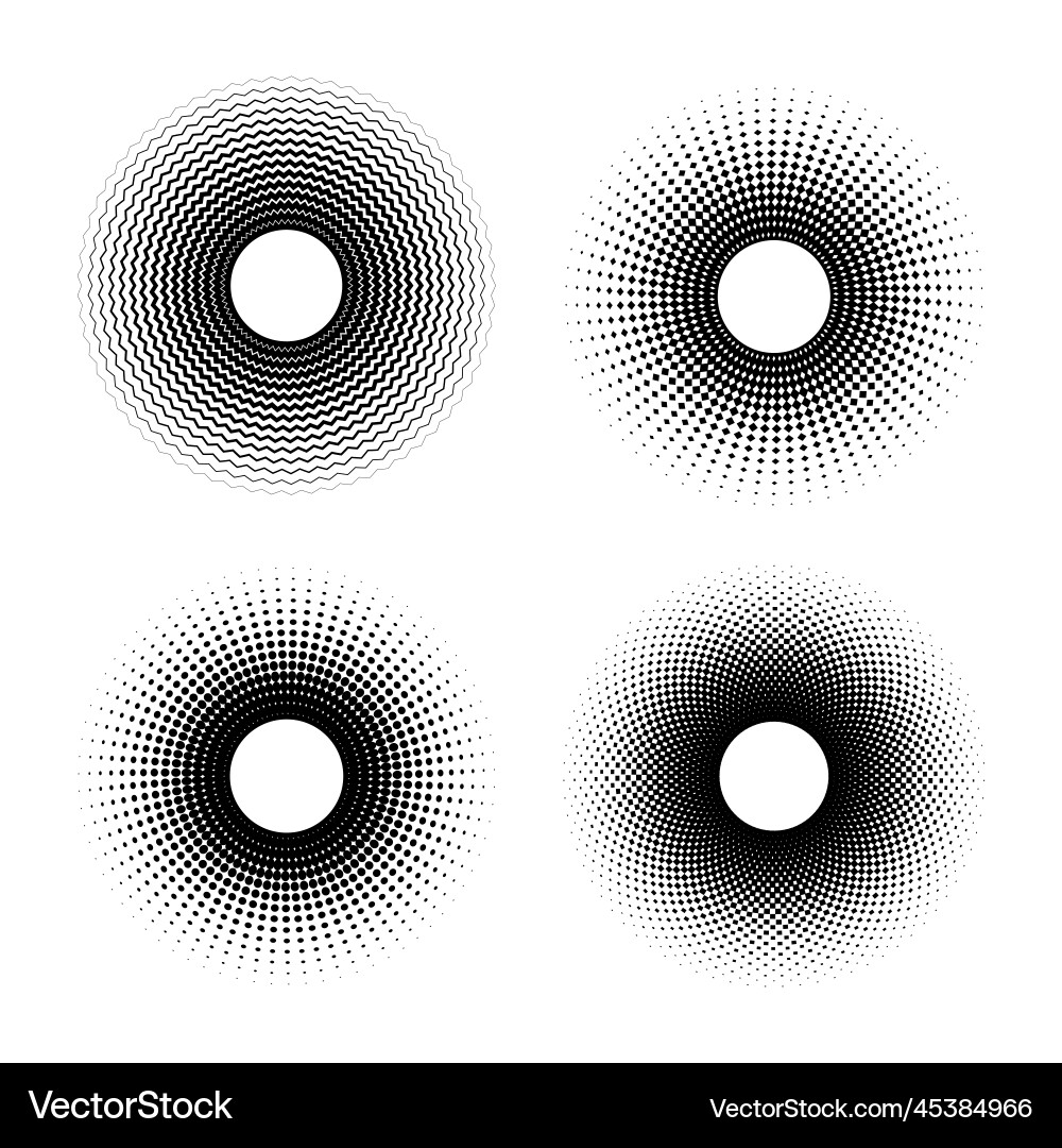 Four seamless circle halftones Four seamless circle halftones vector image