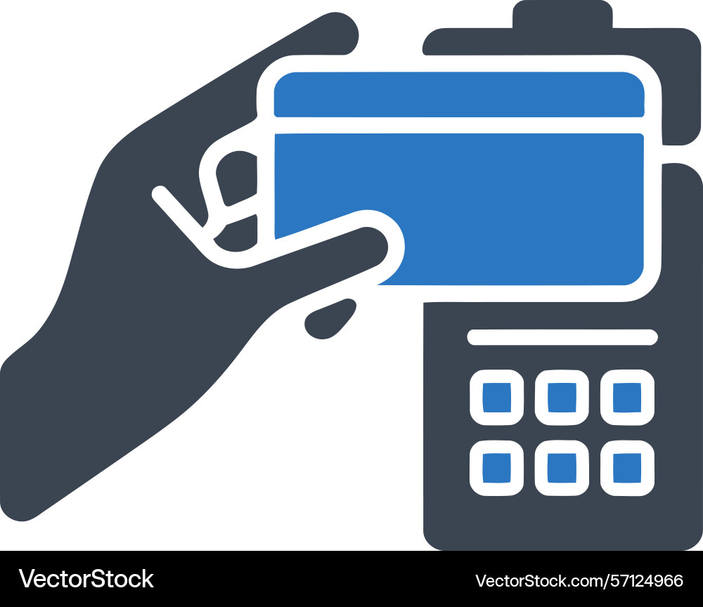 Hand using card reader icon Vector Image