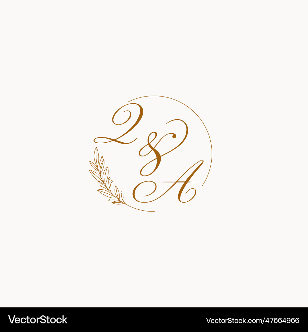 Initials qa wedding monogram logo with leaves Vector Image