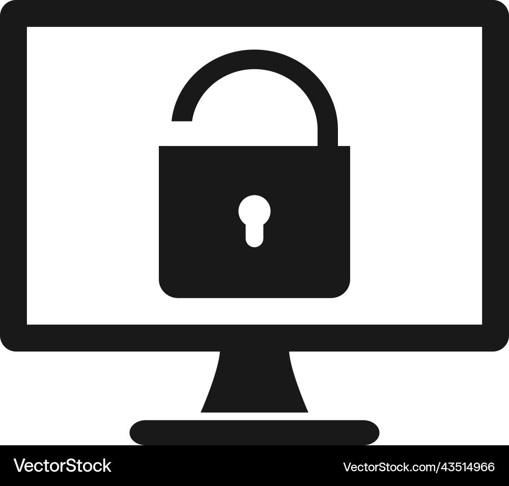 Insecure computer protection icon flat style eps Vector Image