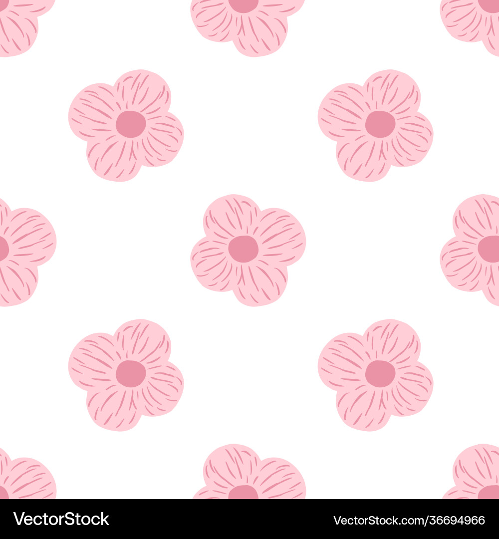 Isolated seamless pattern with pink simple flower vector image