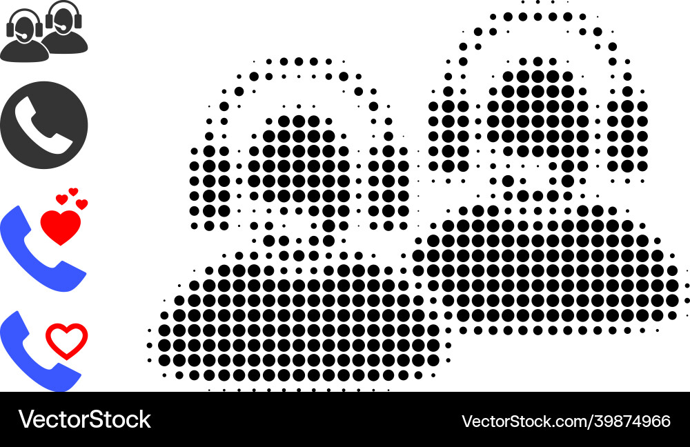 Pixel halftone call center icon and source icons Pixel halftone call center icon and source icons Vector Image