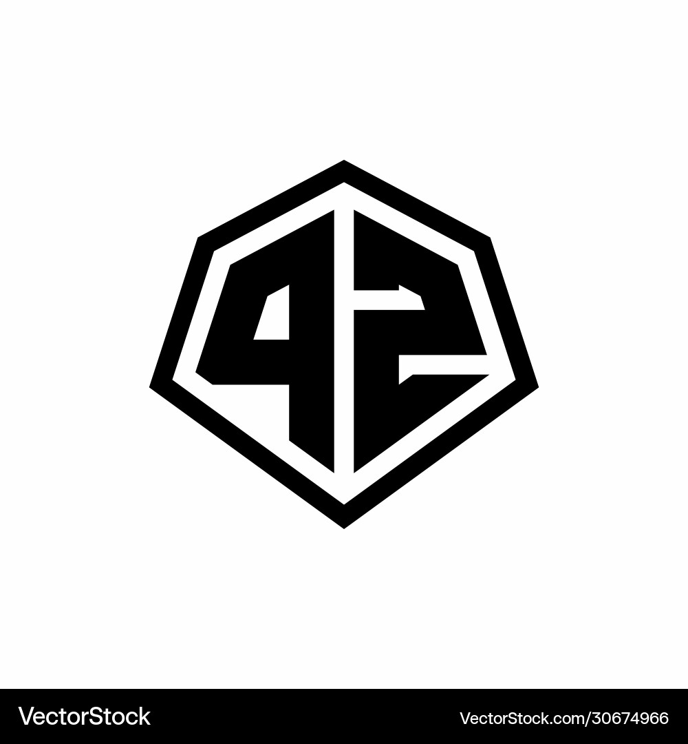 Pz monogram logo with hexagon shape and line vector image