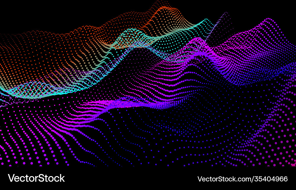 Sea waves from node hud data dots flow research vector image