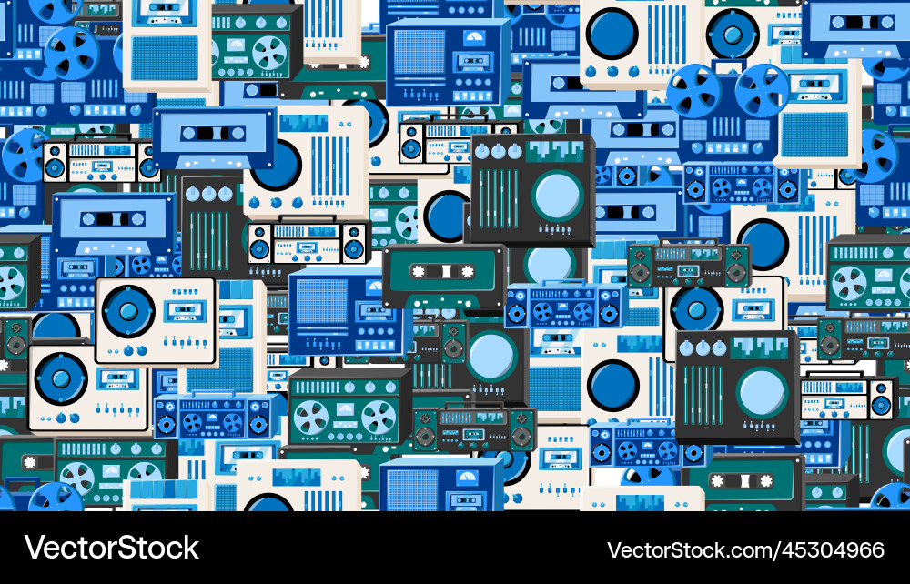 Seamless pattern endless with music audio tech Vector Image