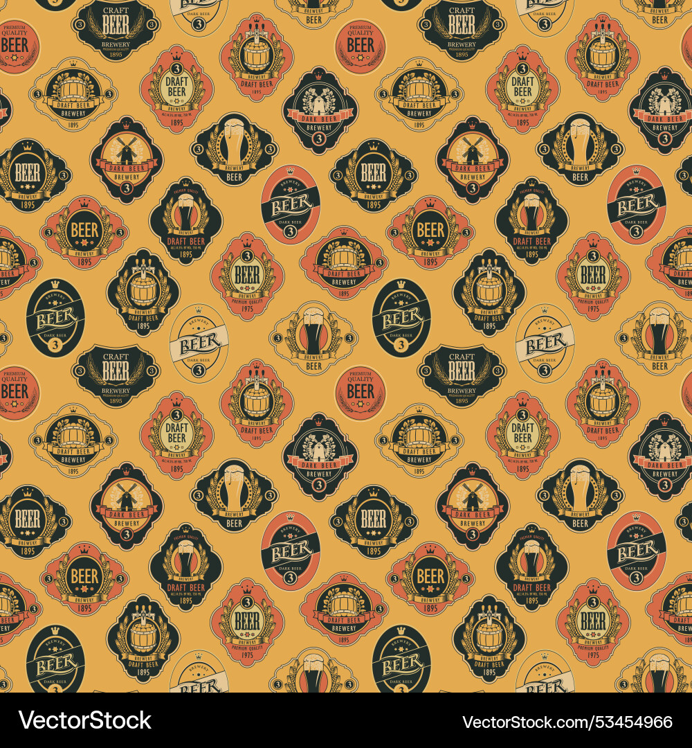Seamless pattern on the theme of beer label Seamless pattern on the theme of beer label vector image