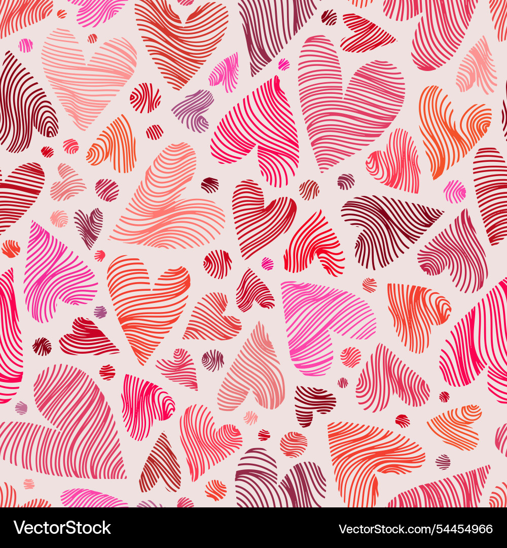 Seamless pattern with wavy hearts and circles Seamless pattern with wavy hearts and circles vector image