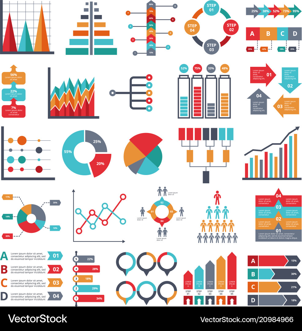 Various business symbols for infographic vector image