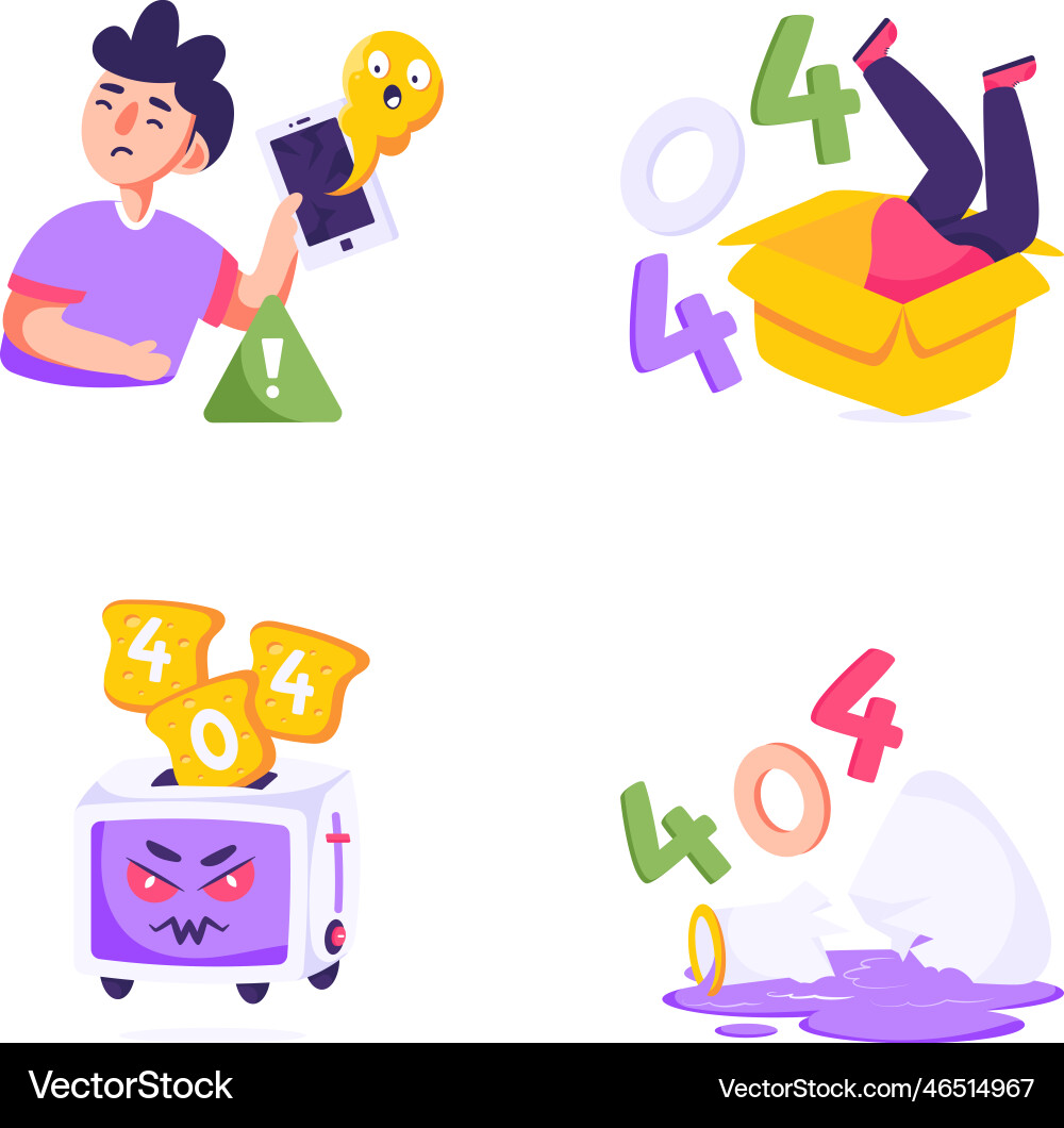 A flat pack of web errors Vector Image