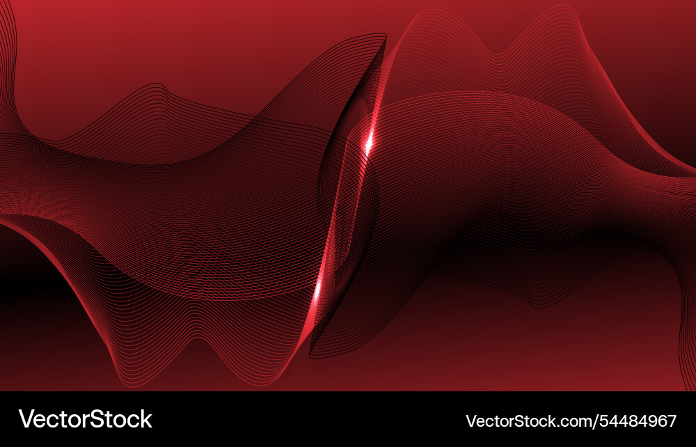 Abstract gradient red and black lines on dark vector image