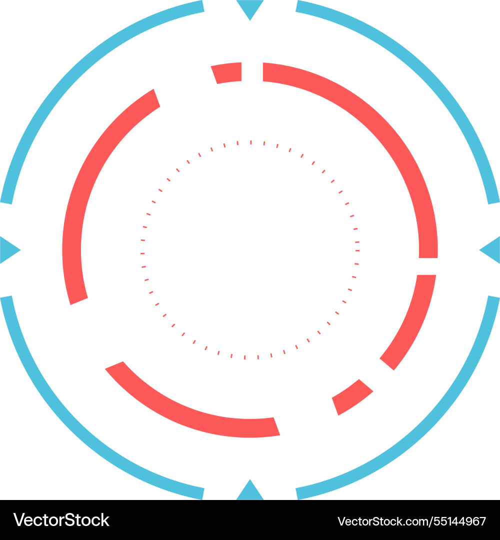 Concentric circles with arrows and dotted lines Concentric circles with arrows and dotted lines vector image