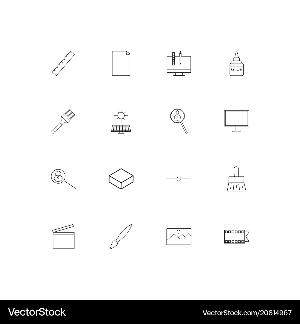Creative process and design linear thin icons set Vector Image